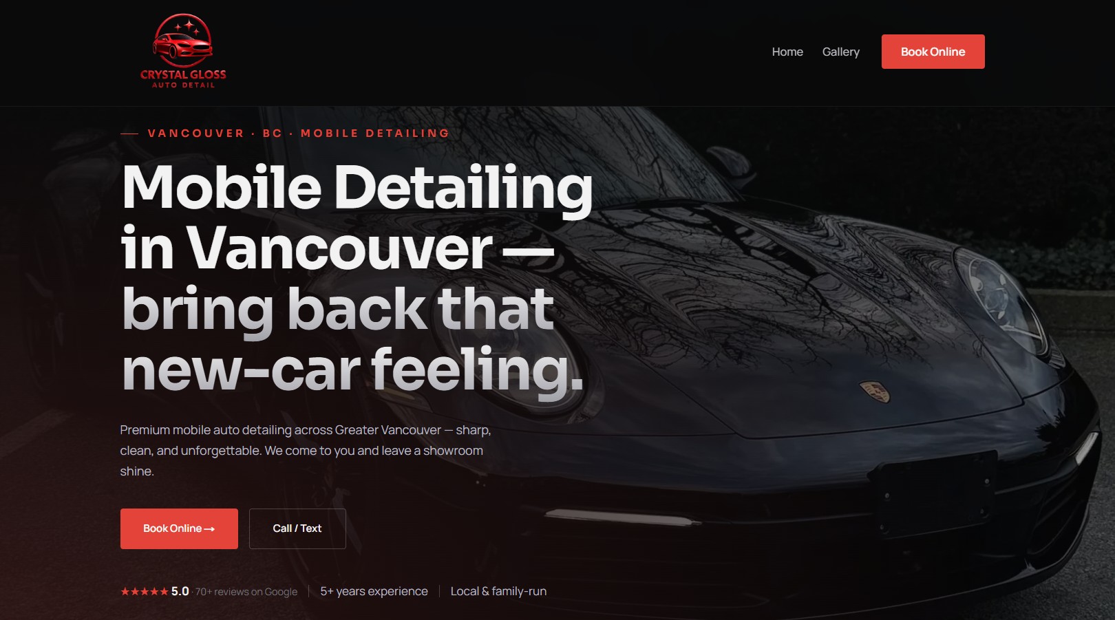 Crystal Gloss Auto Detail website